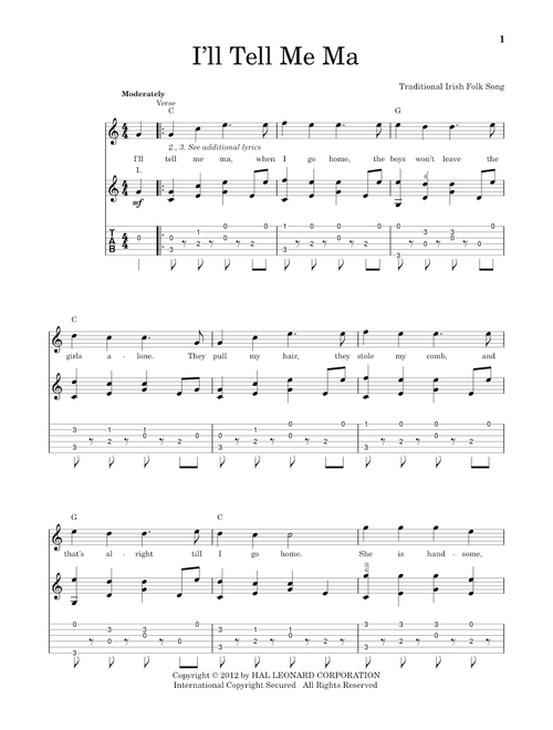 I'll Tell Me Ma - Traditional Irish Folk Song (Solo Guitar)