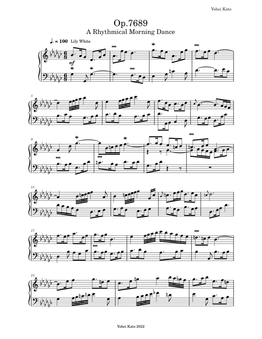 Op.7689 A Rhythmical Morning Dance Sheet music for Piano (Solo ...