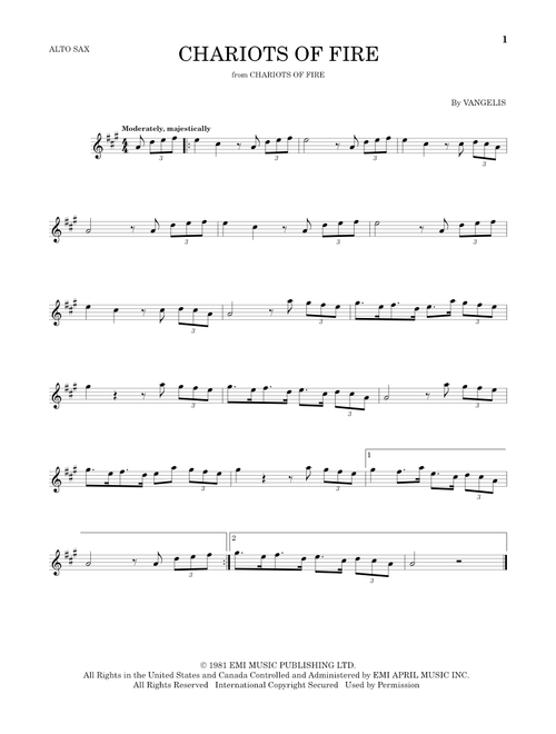 Chariots Of Fire - Vangelis (Alto Sax Solo)