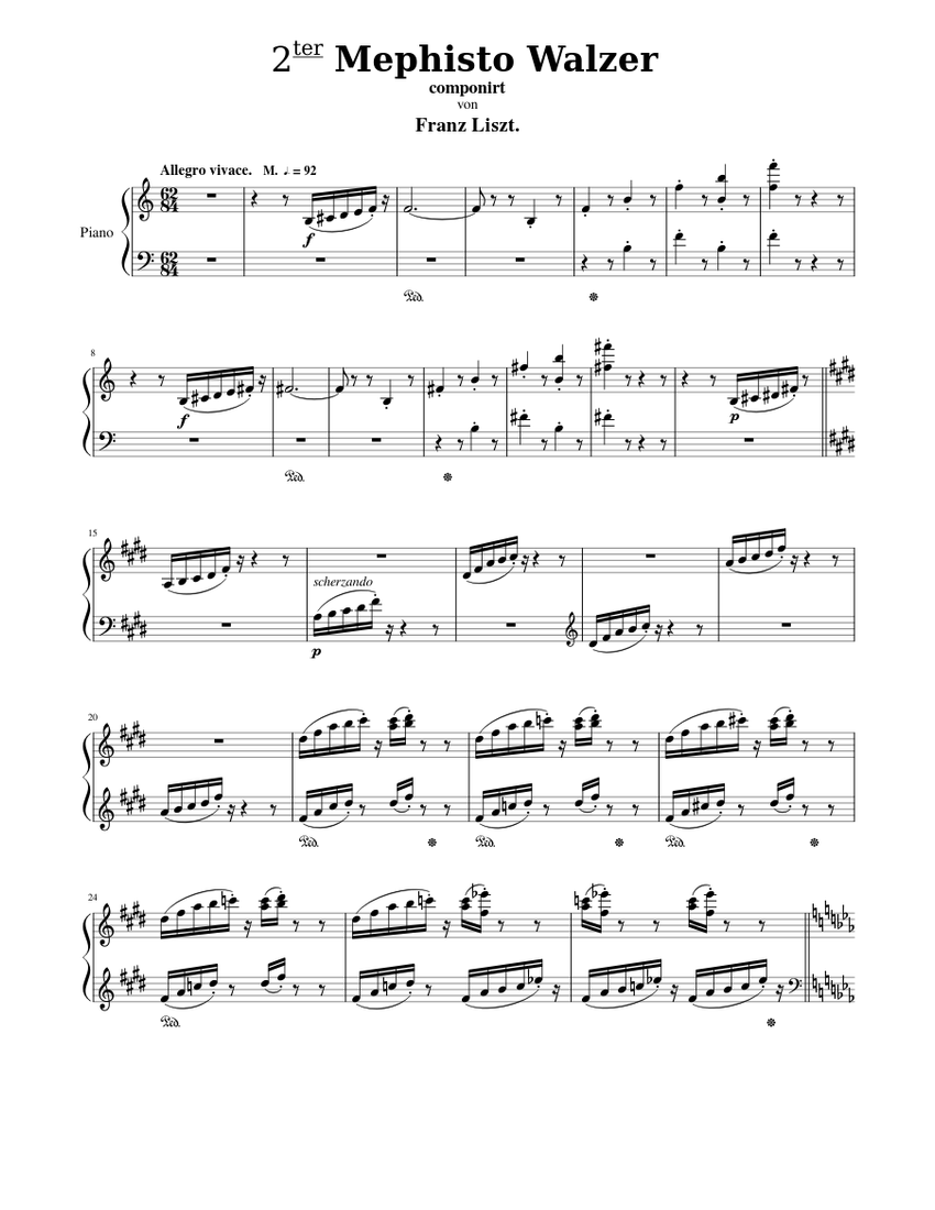 Liszt - Mephisto Waltz No. 2 Sheet Music for Piano (Solo