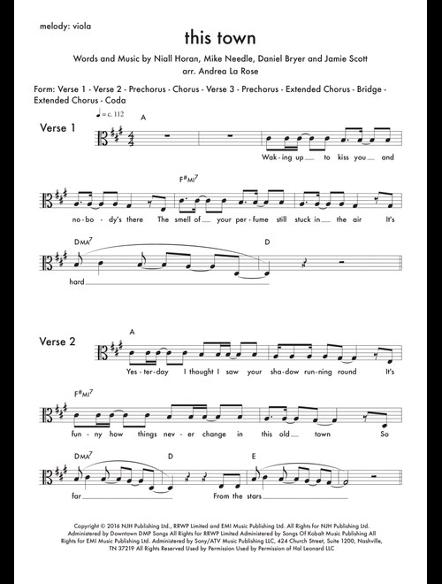 This Town (Arr. Andrea La Rose) - Niall Horan (Small Ensemble)