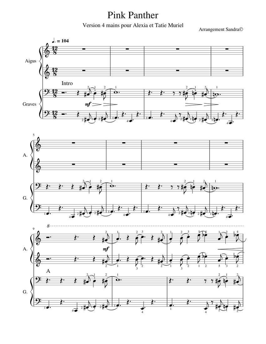 Pink panther easy piano cheap