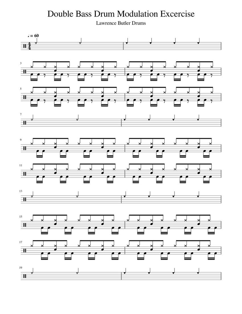 Double Bass Drum Modulation Excercise Sheet music for Drum group (Solo