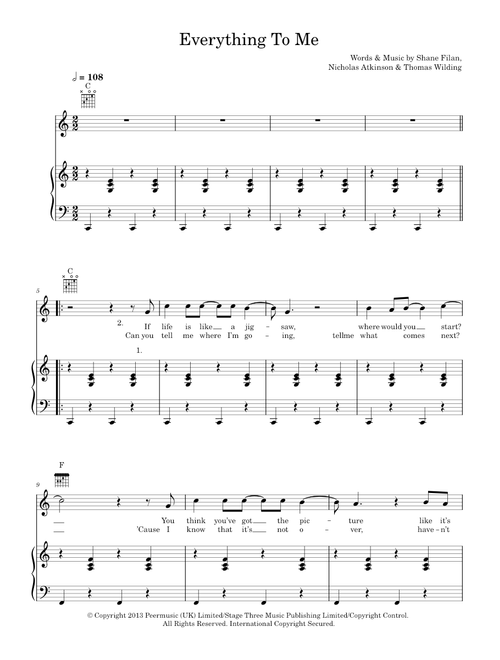 Everything to me - Shane Filan (Piano-Vocal-Guitar (Piano Accompaniment))