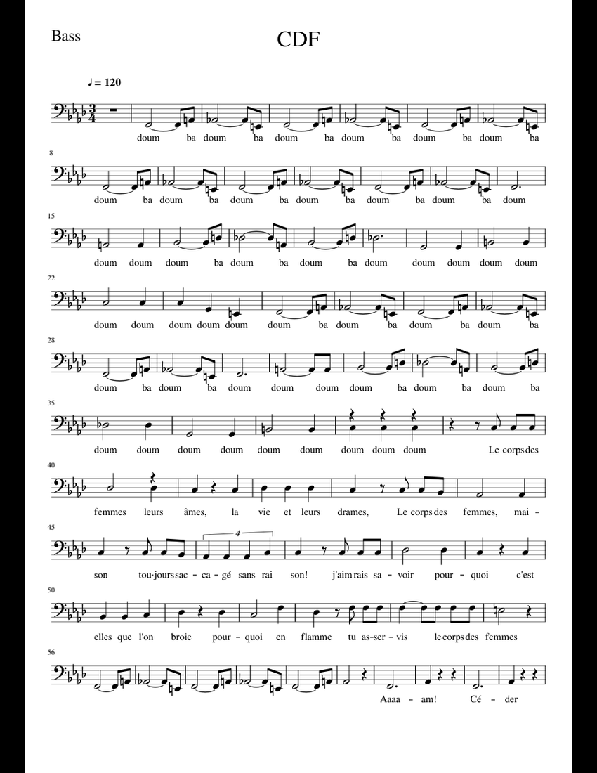 CDF Bass Sheet Music For Bass Voice (Solo) | Musescore.com