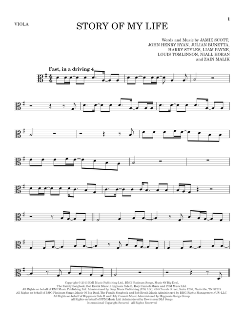 Story Of My Life - One Direction (Viola Solo)