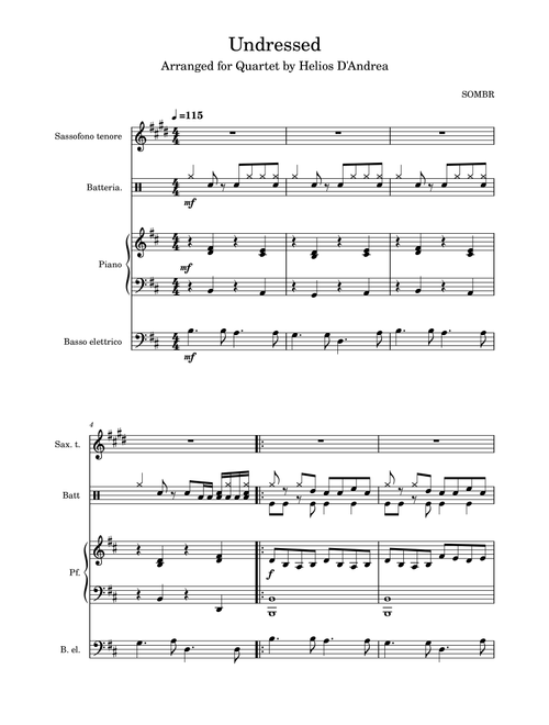 Undressed (Arr. Helios D'Andrea) - sombr (Small Ensemble)