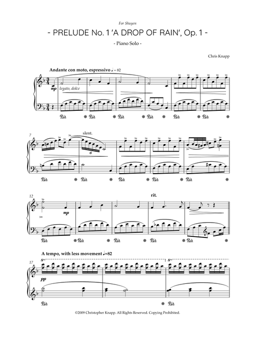 Prelude No. 1 'A Drop of Rain', Op. 1 - Chris Knapp (Piano Solo)