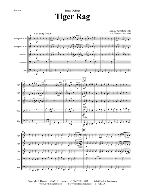 Tiger Rag - Jazz Classic - Brass Quintet (Arr. Thomas Graf) - Traditional (Brass Ensemble)