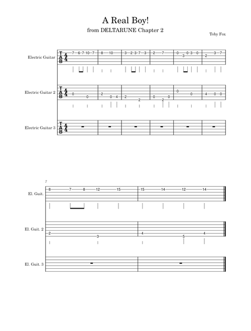 A Real Boy! - Deltarune Chapter 2 – Toby Fox (Guitar tab)