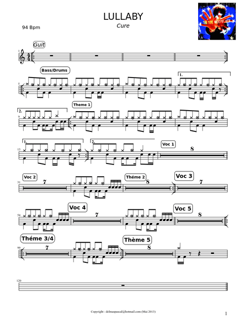 "LULLABY"-The Cure-Drum Transcription