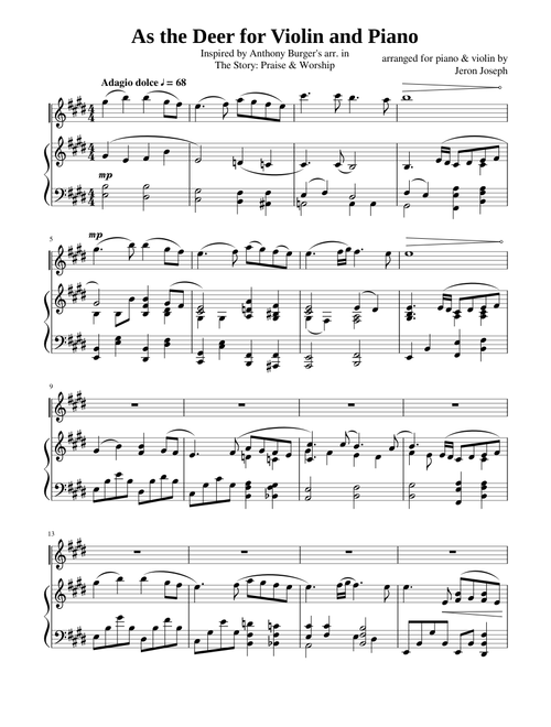 As the Deer for Violin and Piano