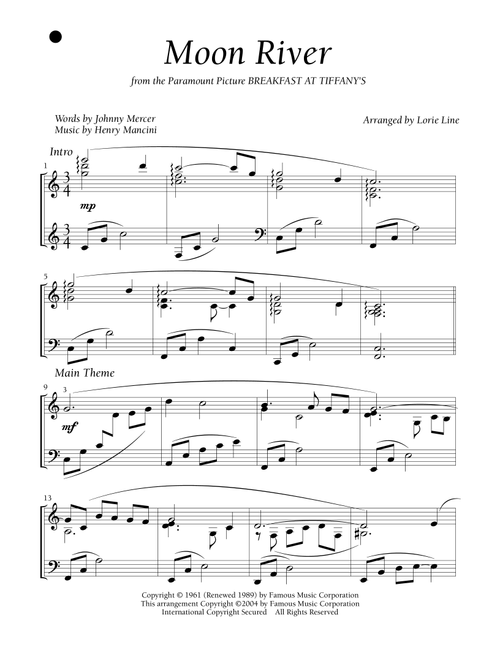 Moon River (Arr. Lorie Line) - Andy Williams (Piano Solo)