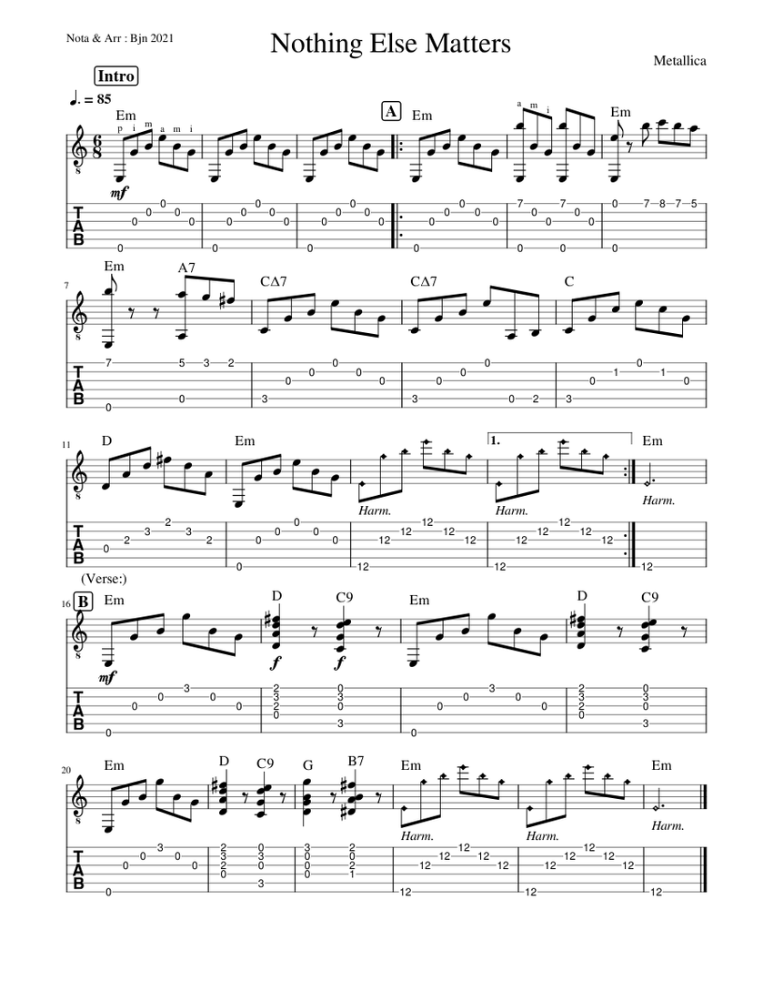 Nothing Else Sheet music for Guitar (Solo) Musescore.com