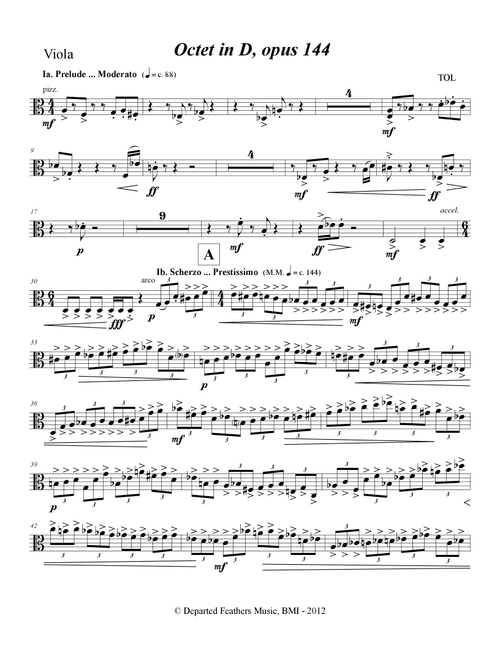 Octet in D, opus 144 (2012) viola part - Thomas Oboe Lee (Viola Solo)