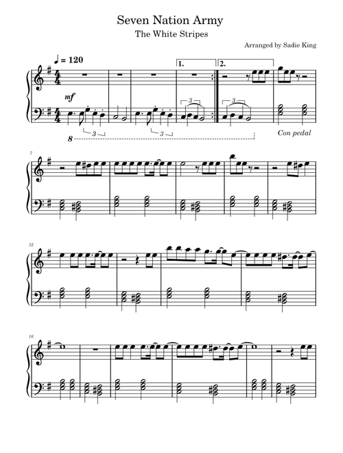 Seven Nation Army – The White Stripes - Easy Piano