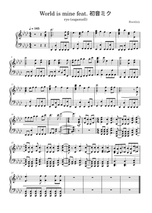World is mine [vocaloid song] (intermediate) Sheet Music for Piano