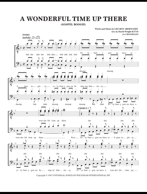 A Wonderful Time Up There (everybody's Gonna Have A Wonderful Time Up There) (Arr. David Wright) - Nc East District Life Corps (Small Ensemble)