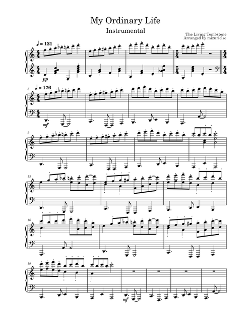 My Ordinary Life – The Living Tombstone (Piano Solo, Instrumental/Accompaniment)