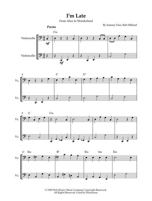 I'm Late (Arr. Karen Gueiros) - Bob Hilliard, Sammy Fain (Cello Duet)