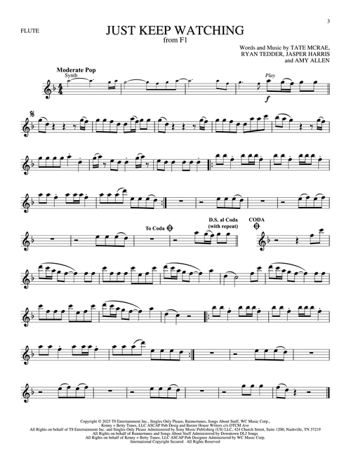 Just Keep Watching (from F1: The Movie) - Tate McRae (Flute Solo)