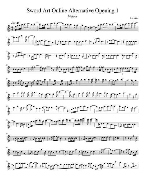 Sword Art Online Alternative Opening 1 Full (Flute)