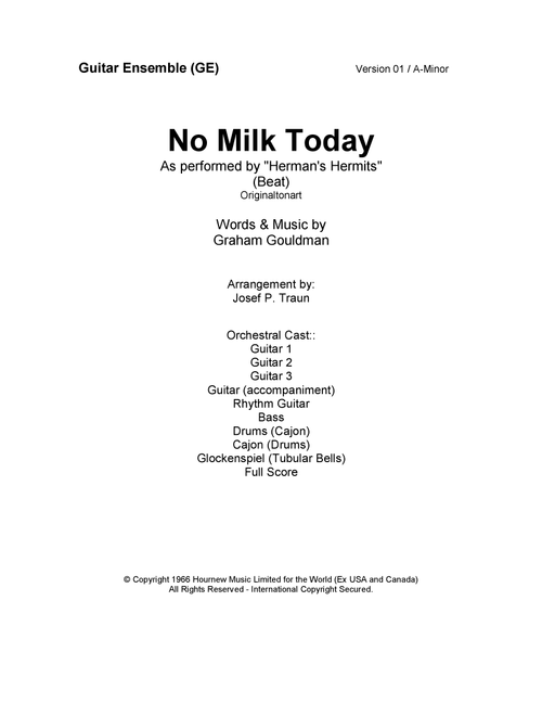 No Milk Today (Arr. Josef Peter Traun) - Herman's Hermits (Guitar Ensemble)