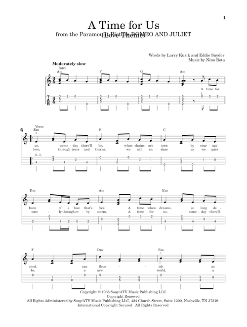 A Time For Us (Love Theme) - Nino Rota (Easy Ukulele (with Tab))