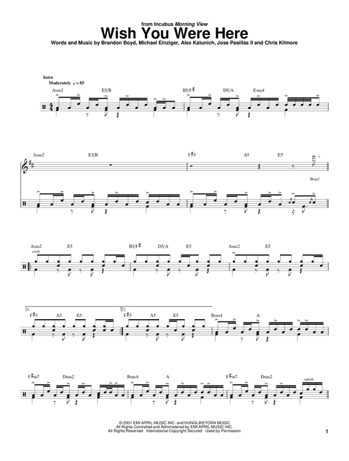 Wish You Were Here - Incubus (Drum Transcription)