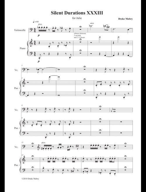 Silent Durations XXXIII (a Zen experience) - Drake Mabry (Cello and Piano)