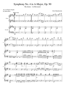 Free Symphony No.4, Op.90 by Felix Mendelssohn sheet music