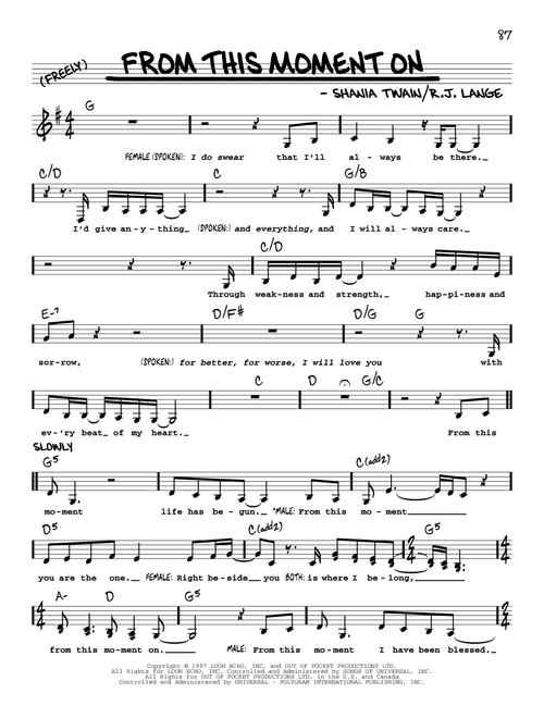 From This Moment On - Shania Twain (Real Book - Melody-Chords-Lyrics)