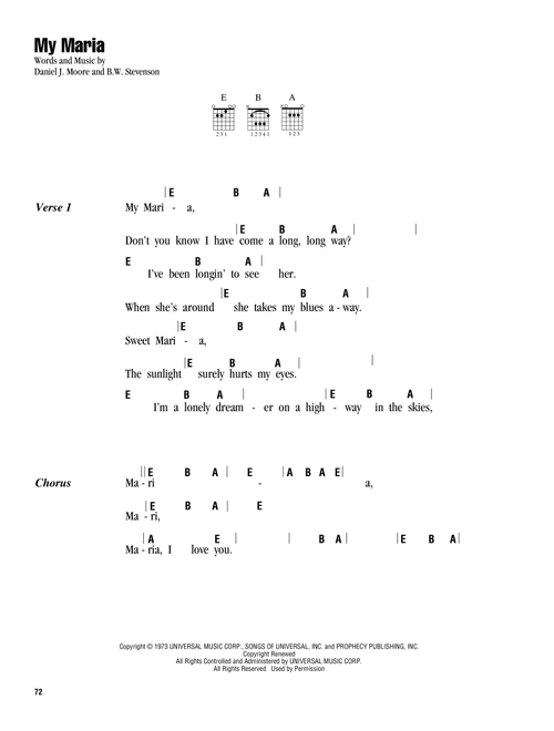 My Maria - Brooks & Dunn, BW Stevenson (Guitar Chords-Lyrics)