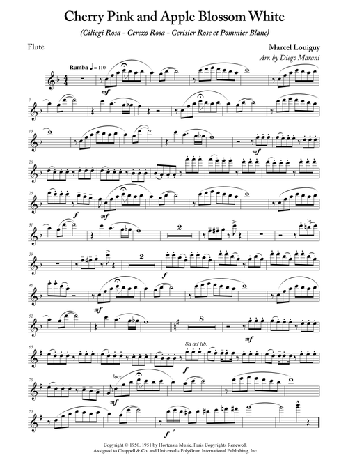 Cherry Pink And Apple Blossom White (Arr. Diego Marani) - Perez "Prez" Prado (Flute and Piano)