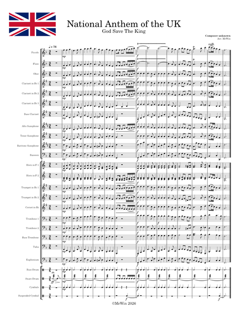 National Anthem of the United Kingdom [ UK ] (God save the king)/ เพลงชาติสหราชอาณาจักร – Unknown Composer