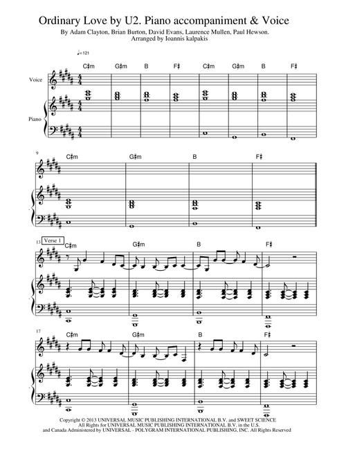 Ordinary Love (Arr. Ioannis Kalpakis www.pianistas.gr) - U2 (Piano Vocal)