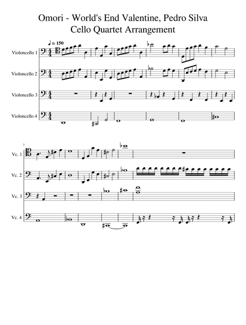 Omori World's End Valentine Cello Quartet Arrangement
