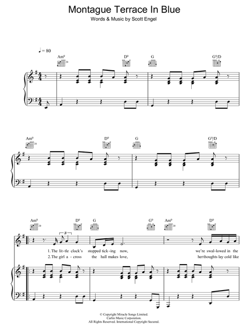 Montague Terrace In Blue - Scott Walker (Piano-Vocal-Guitar (Piano Accompaniment))