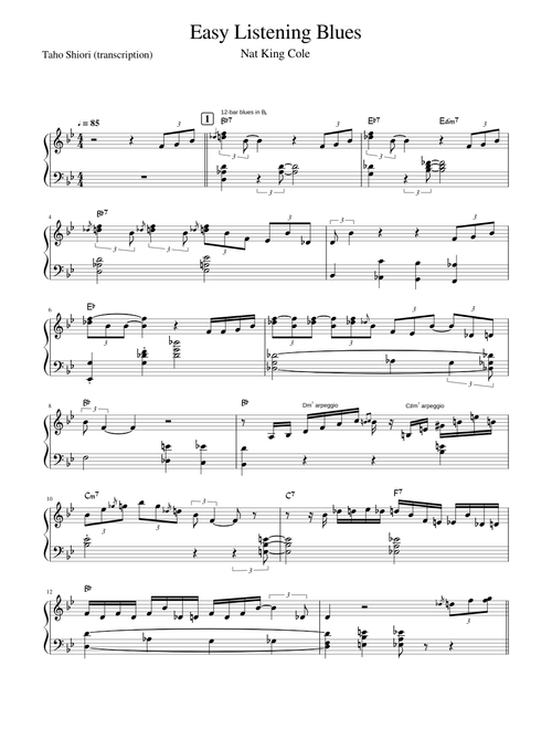 Nat King Cole - Easy Listening Blues (Transcription)