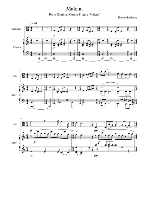 Malena by Ennio Morricone | Viola and piano