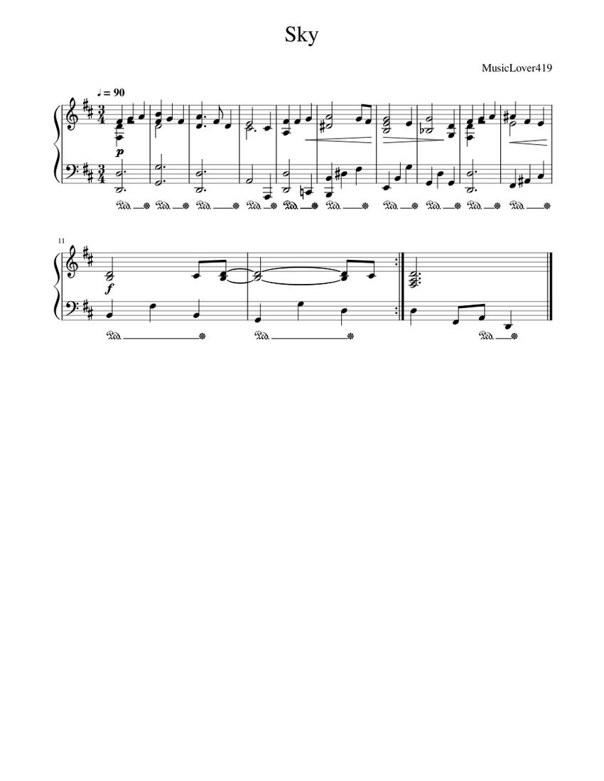 Sky Sheet music for Piano (Solo) Easy | Musescore.com