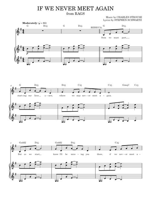 If We Never Meet Again - Charles Strouse (Piano Vocal)