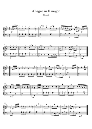Allegro in F major, K. 1c – Wolfgang Amadeus Mozart Sheet Music for ...