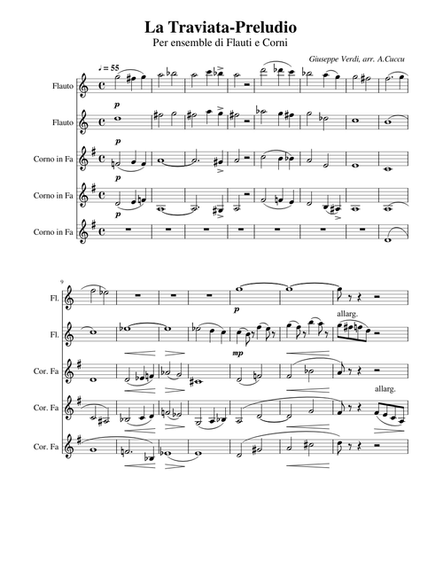 La Traviata-Preludio per ensemble di Flauti e Corni