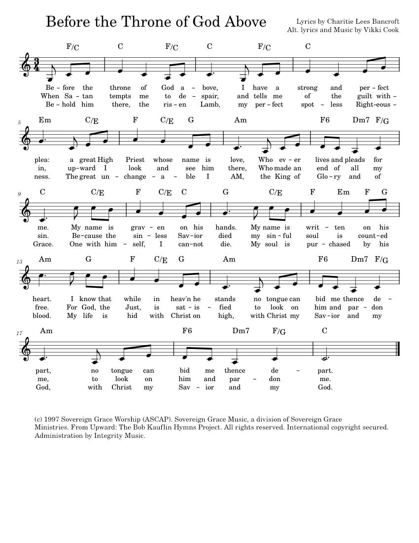 Before the Throne of God Above Sheet music for Piano (Choral) Easy