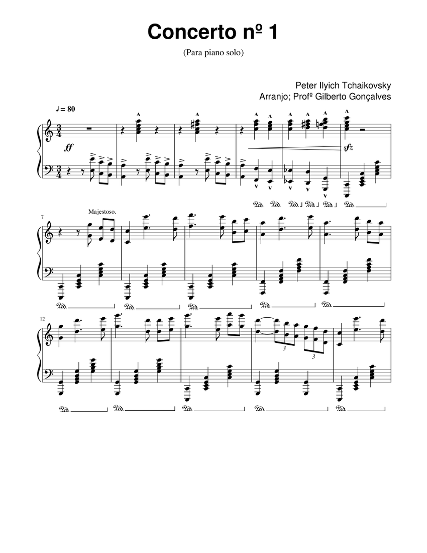 Concerto nº 1 Tchaikovsky Sheet music for Piano (Solo) | Musescore.com