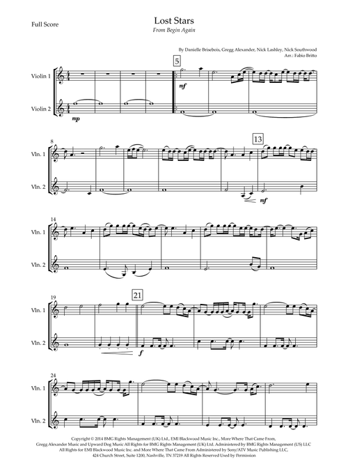 Lost Stars (Arr. Fabio Britto) - Maroon 5 (Violin Duet)