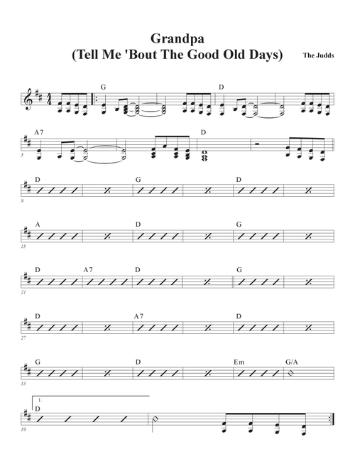 Grandpa (tell Me 'bout The Good Old Days) (Arr. David M Fagnant) - The Judds (Piano-Vocal-Guitar)