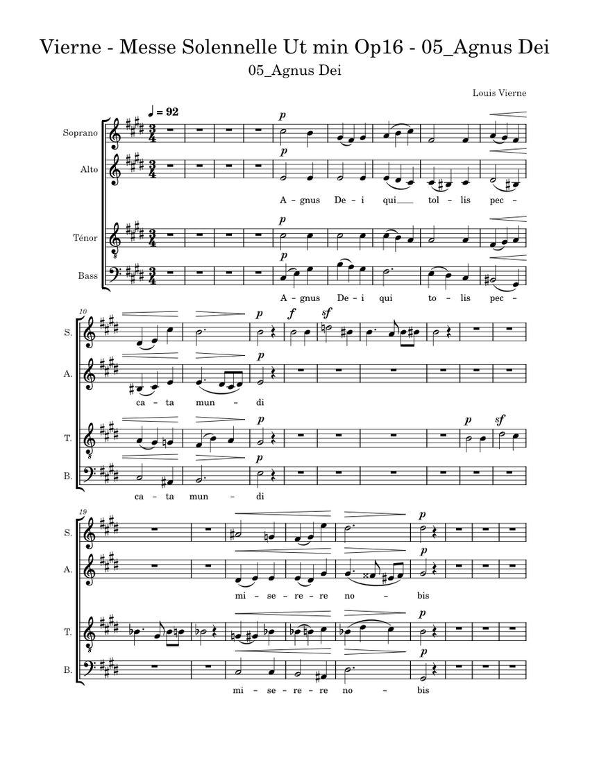 Agnus Dei (Messe Solennelle) – Louis Vierne Sheet Music for
