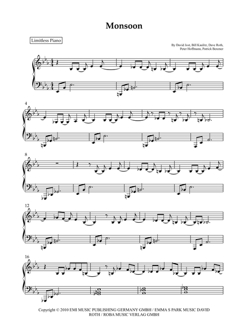 Monsoon (Arr. Limitless Piano) - Tokio Hotel (Piano Solo)